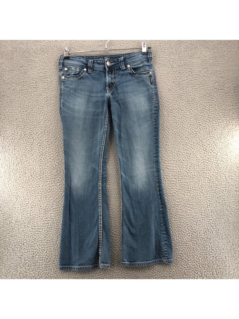 Silver Jeans Womens 30 Suki Surplus Blue Light Wash Denim Contrast Trim Bootcut